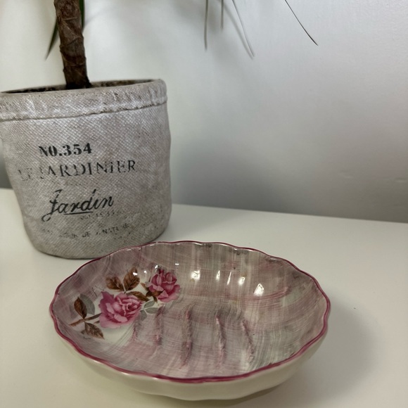 Pink Floral Soap Dish ceramic Old Foley - Picture 1 of 7